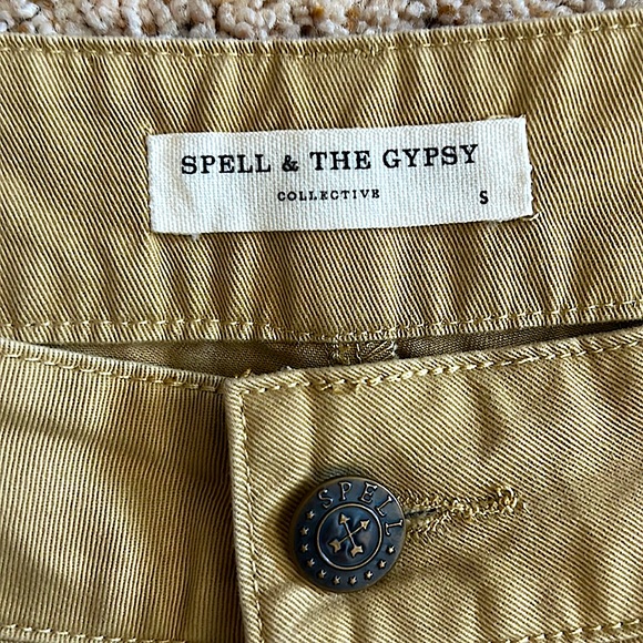 Spell & The Gypsy NWOT Boho Tan Embroidered Cropped Pants **Size S** 🌸🌸 - Picture 10 of 10